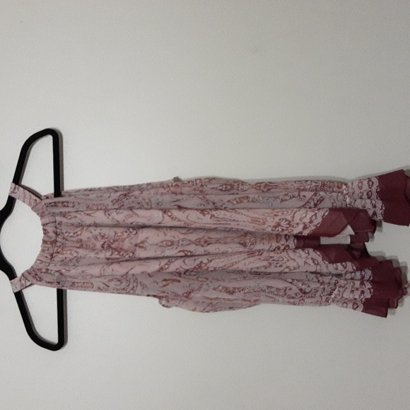 BcbgMaxazria women cold shoulder paisley printed blouse puff tied up Y2K M pink - Picture 2 of 10